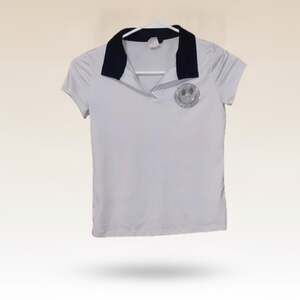 Girls Silver Rhinestone Smiley Face Polo Shirt